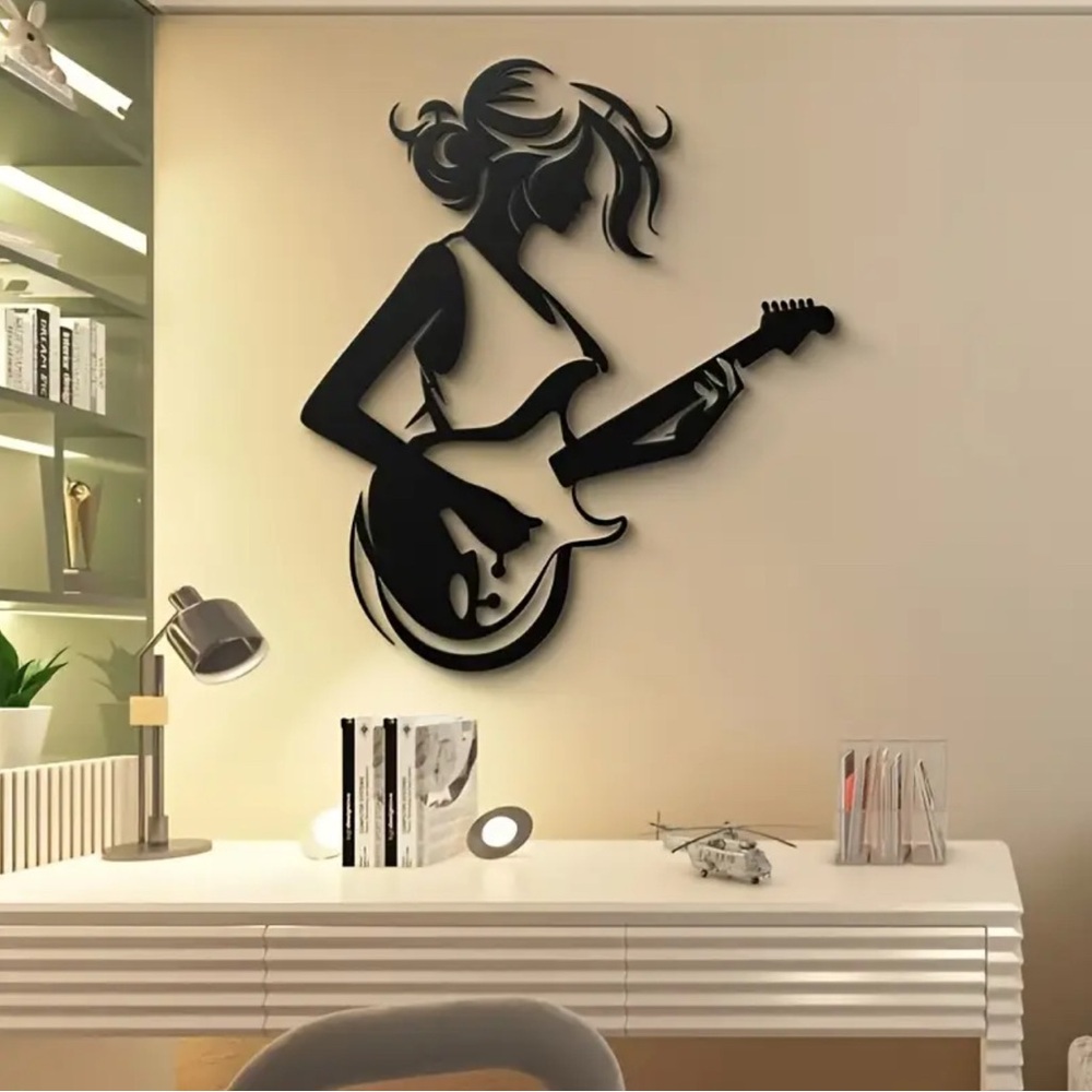 Black Guitarist Silhouette Wall Art